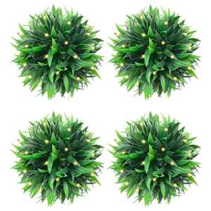 Umělé buxus koule s LED světly 4 ks zelené 15 cm - obrázek 1