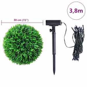 Umělé buxus koule s LED světly 2 ks zelené 38 cm - obrázek 9