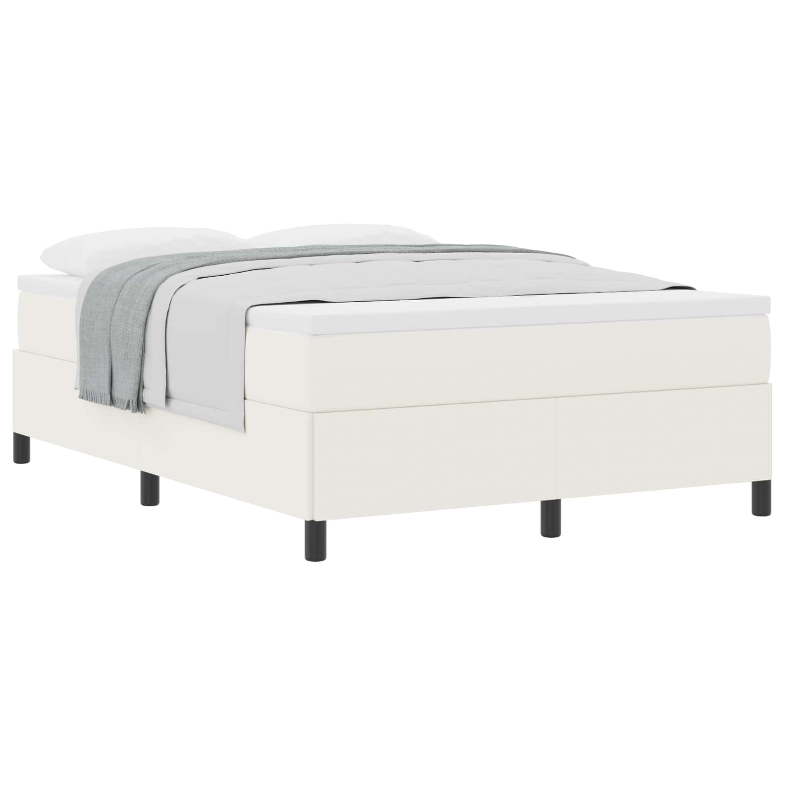 Postel s boxspringem Krémová 140 x 190 cm Žebrovaná látka - obrázek 2