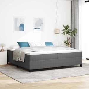Postel s boxspringem Světle šedá 200 x 200 cm Žebrovaná látka - obrázek 1