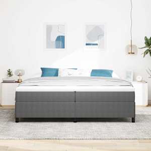 Postel s boxspringem Světle šedá 200 x 200 cm Žebrovaná látka - obrázek 3