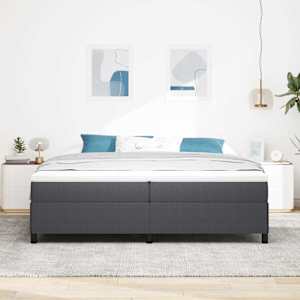 Postel s boxspringem Tmavě šedá 200 x 200 cm Žebrovaná látka - obrázek 1