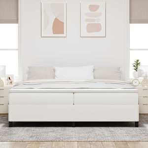 Postelja z vzmetnico krema 200 x 200 cm Žametna tkanina