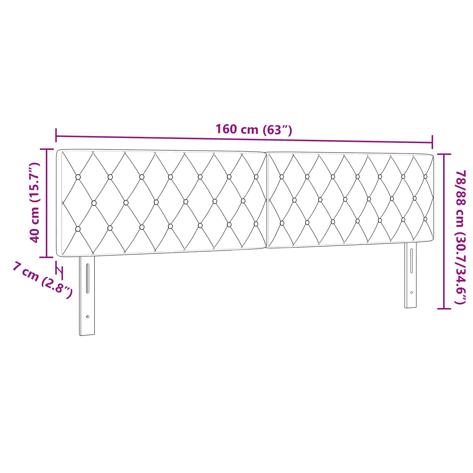 Samettinen Sängynpääty Argyle Tumma harmaa 160 cm Sametti - Image 8