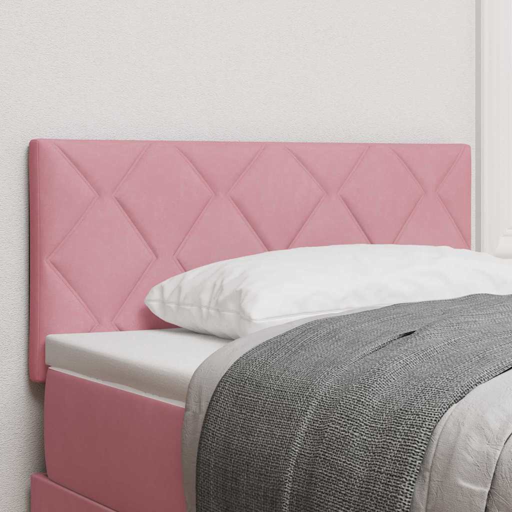 Kopfteil mit diamantblockdesign in pinkem Samt, 90cm