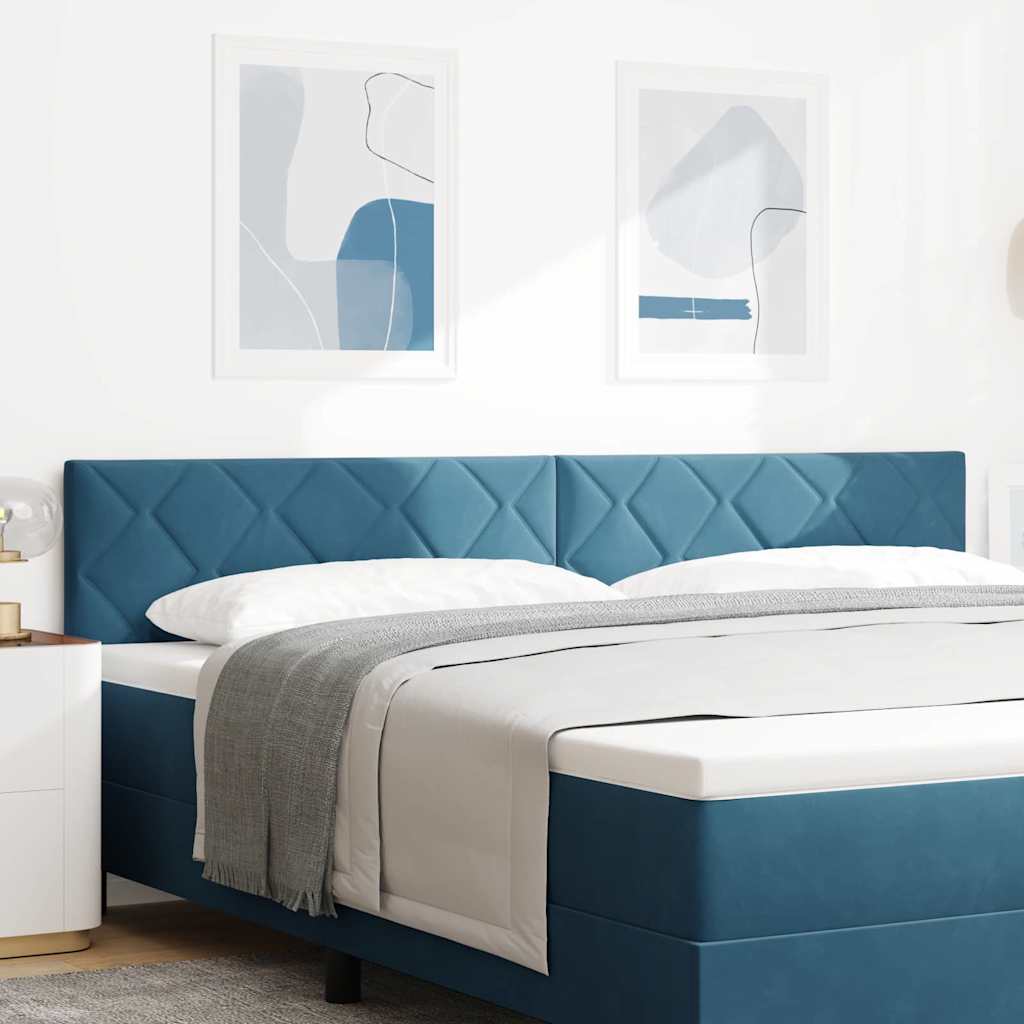 Sengegavl Diamantblokke Design Mørkeblå 200 cm Velour