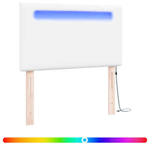 LED hlavová deska Bílá 90 cm Umělá kůže - obrázek 2