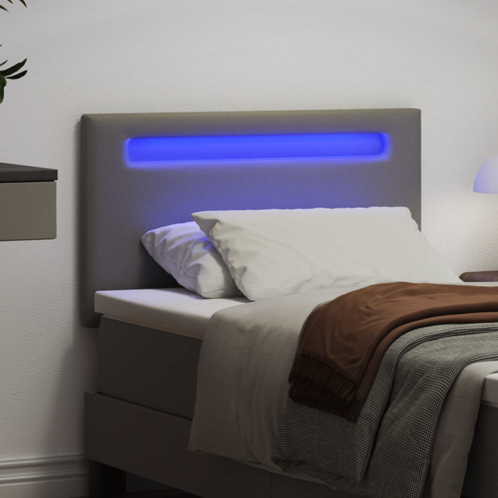 Thumbnail - vidaXL LED Kopfteil Grau 90 cm Kunstleder