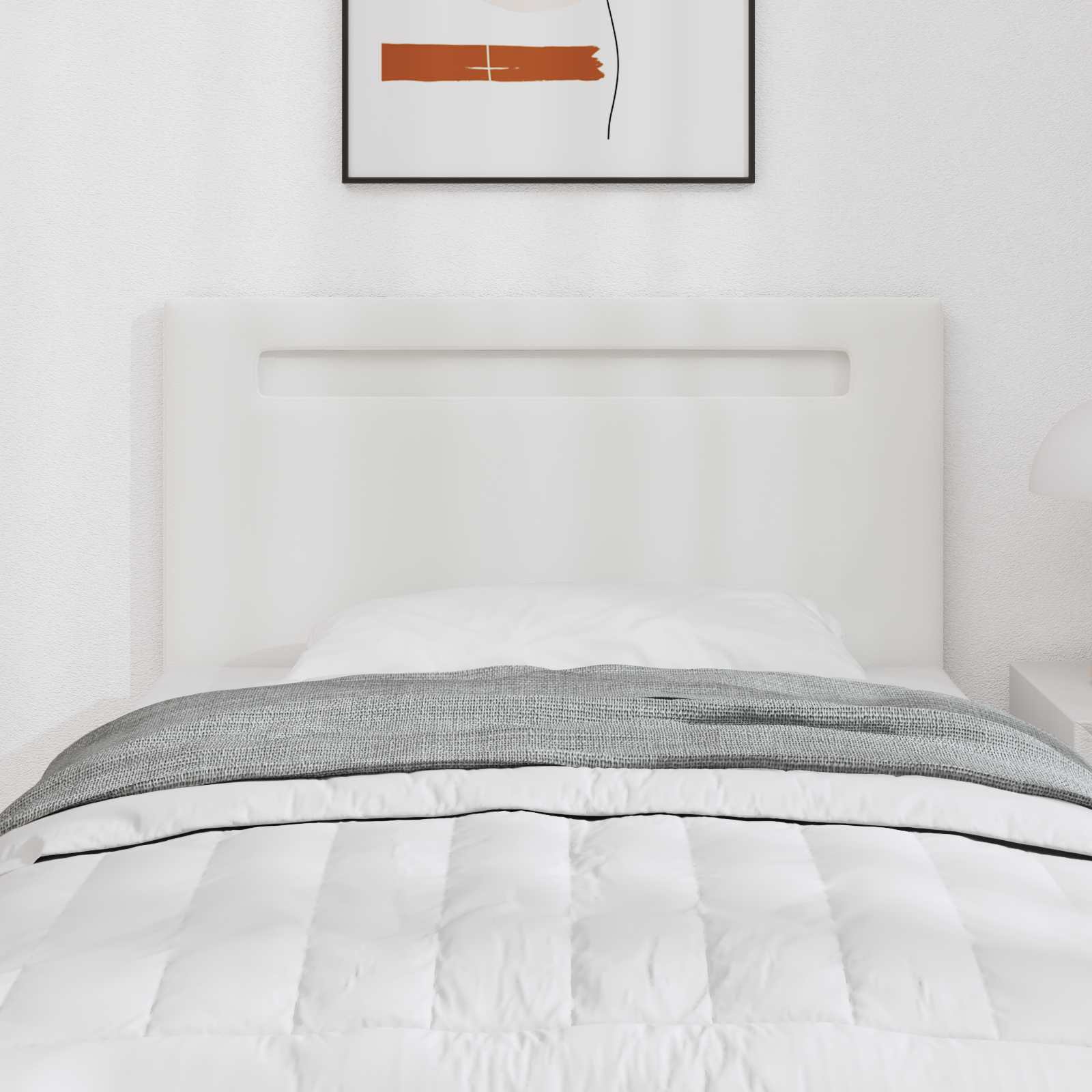 vidaXL LED Kopfteil Weiß 100 cm Kunstleder