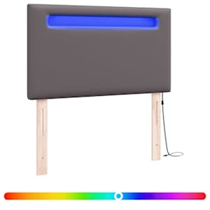 LED hlavová deska Šedá 100 cm Umělá kůže - obrázek 2