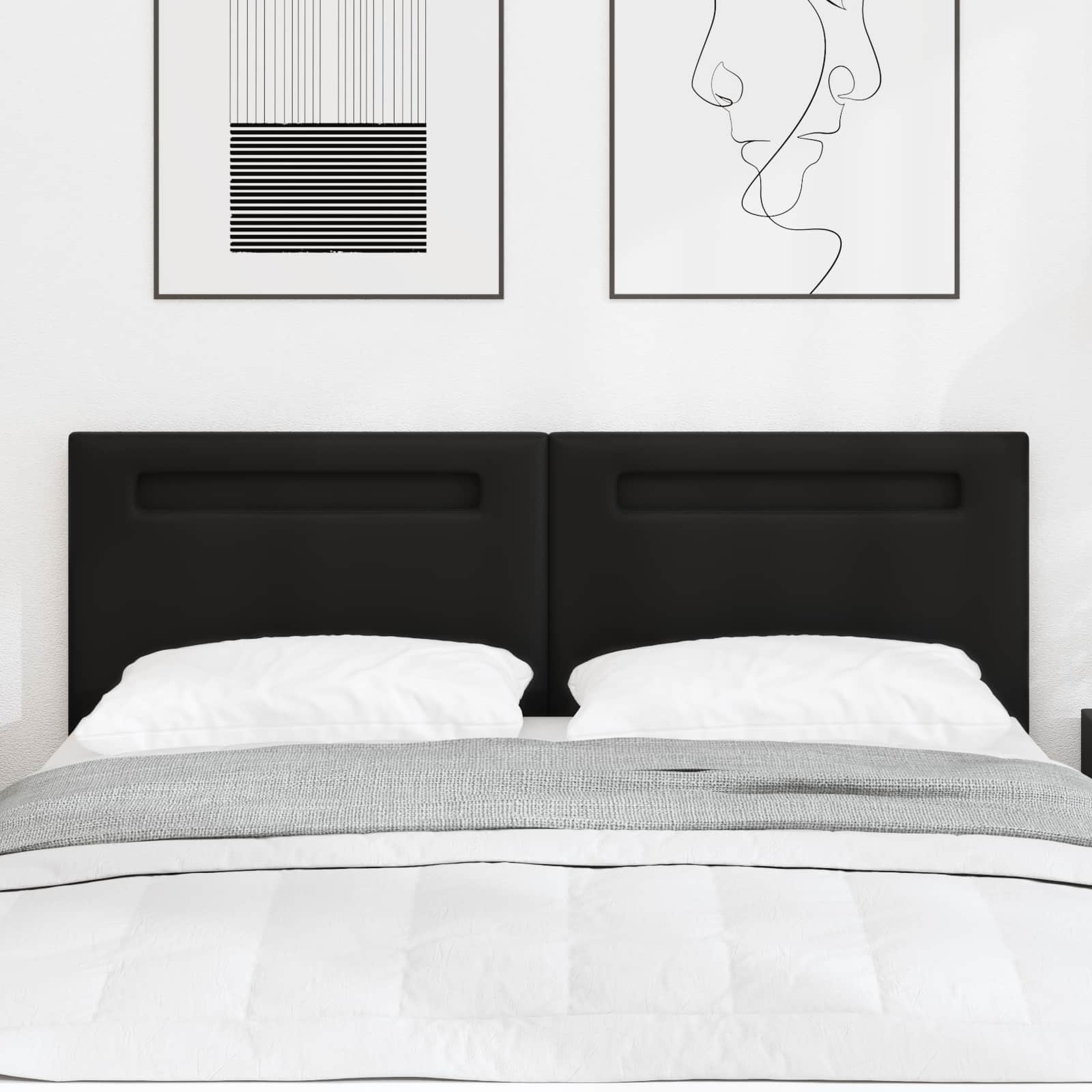 vidaXL LED Kopfteil Schwarz 144 cm Kunstleder