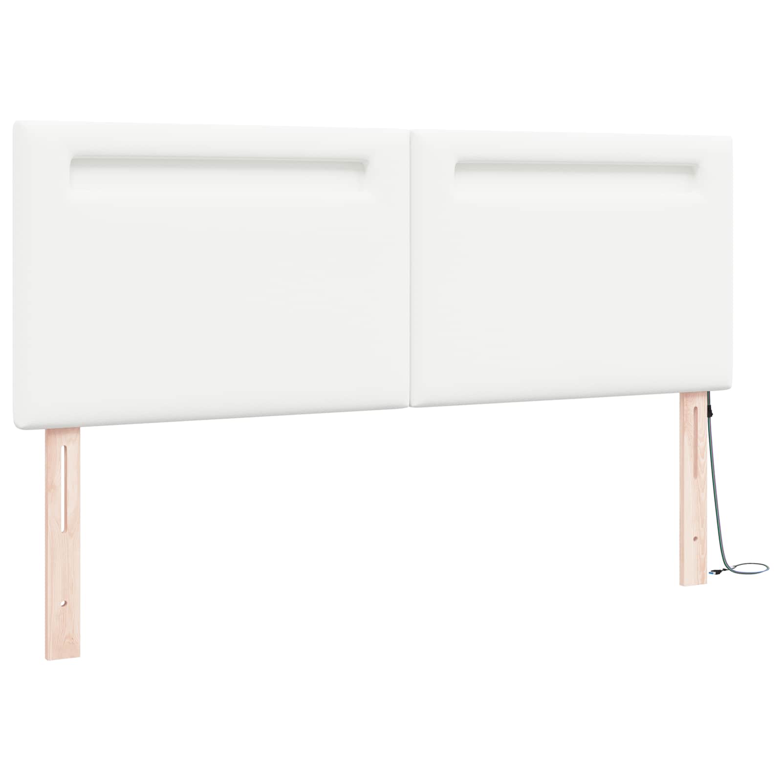LED glava postelje Bela 144 cm Umjetno usnje