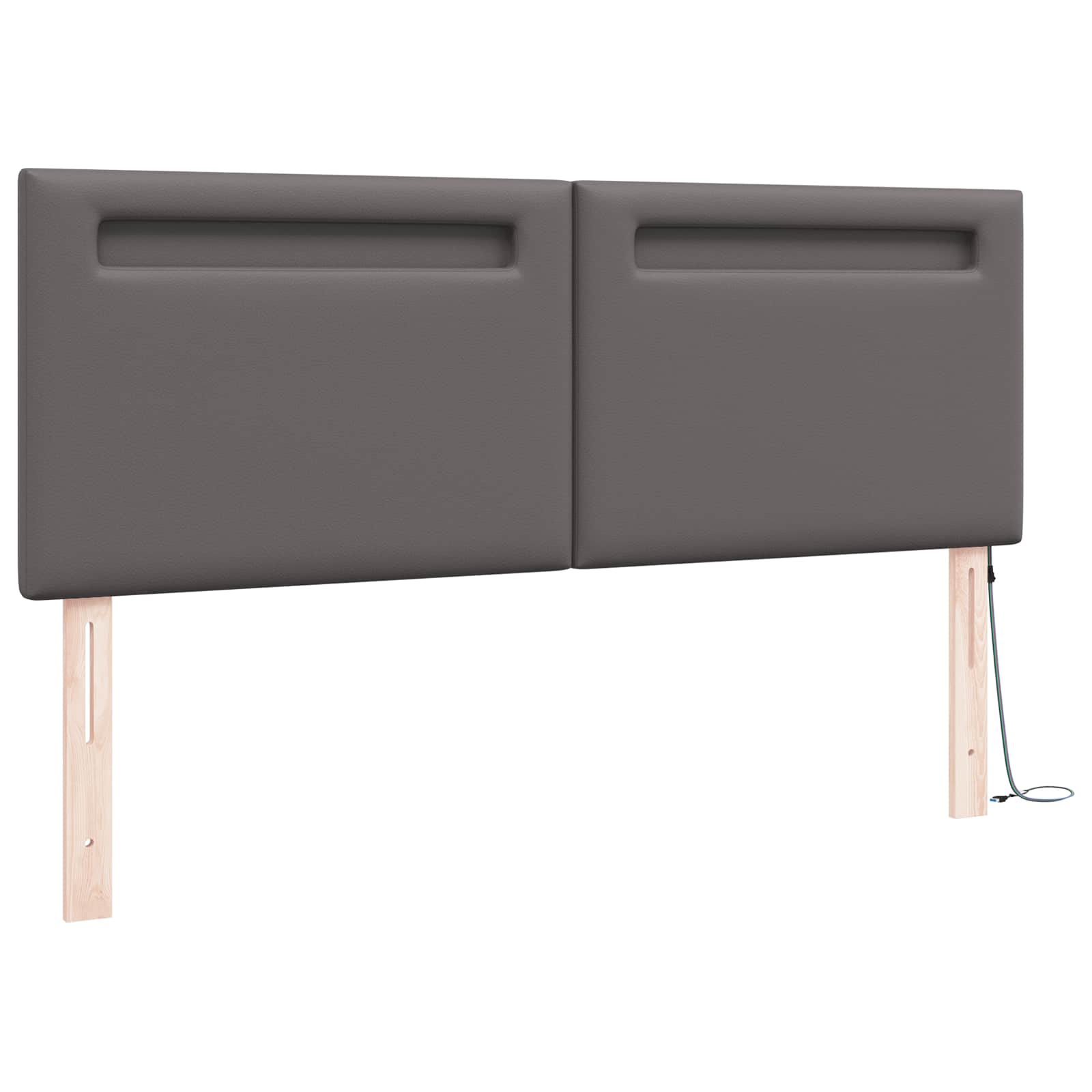 LED glava postelje Siva 144 cm Umjetno usnje