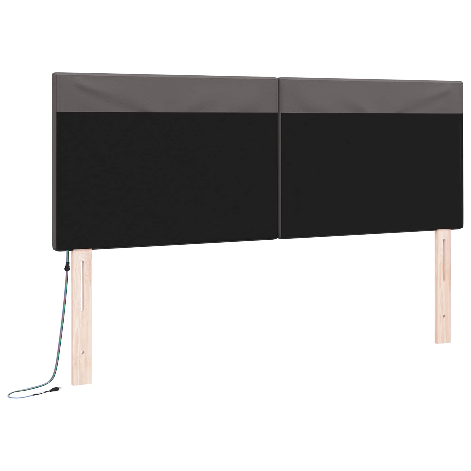 LED glava postelje Siva 144 cm Umjetno usnje