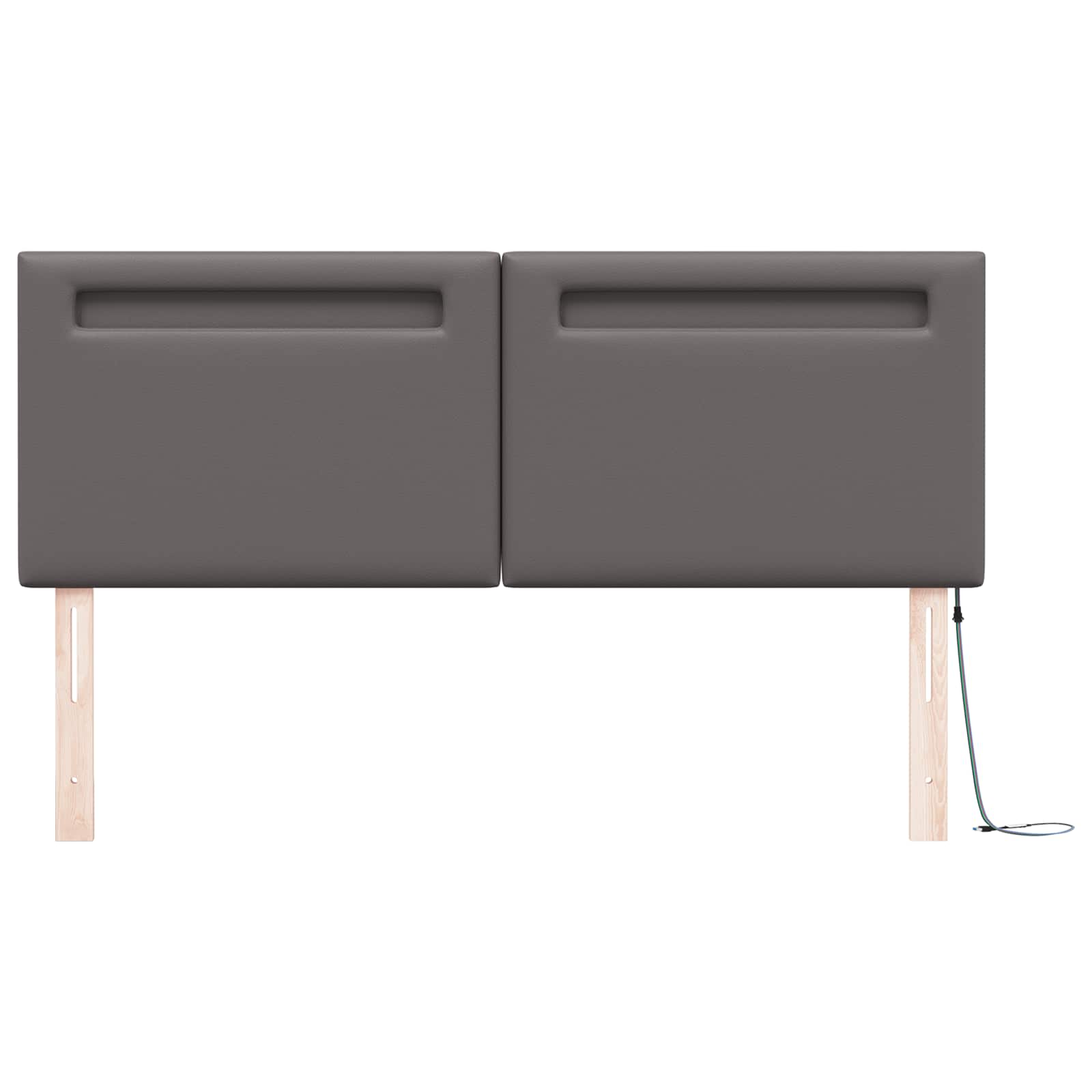 LED glava postelje Siva 144 cm Umjetno usnje