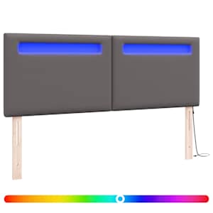 LED hlavová deska Šedá 160 cm Umělá kůže - obrázek 2
