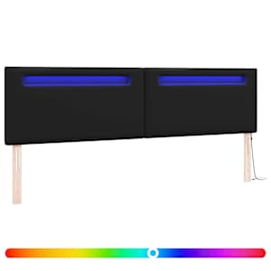 LED hlavová deska Černá 200 cm Umělá kůže - obrázek 2