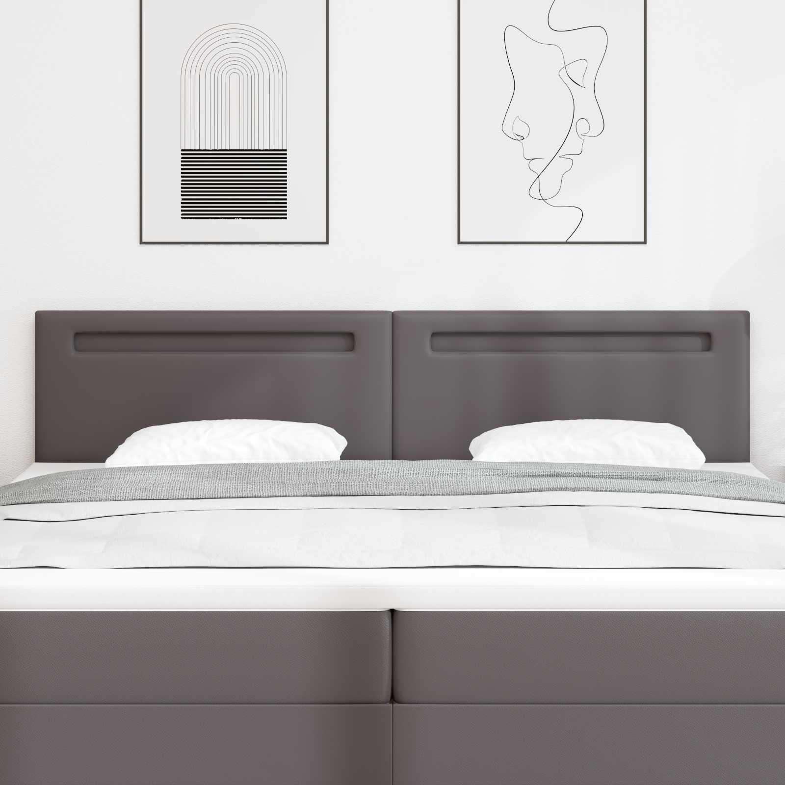 vidaXL Tăblie LED Gri 200 cm Piele artificială