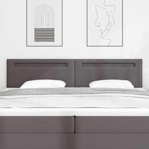 LED glava postelje Siva 200 cm Umjetno usnje