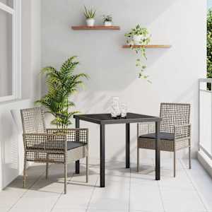 Zahradní křeslo 2 pcs Šedá 55 x 53 x 85 cm polyratan - obrázek 1