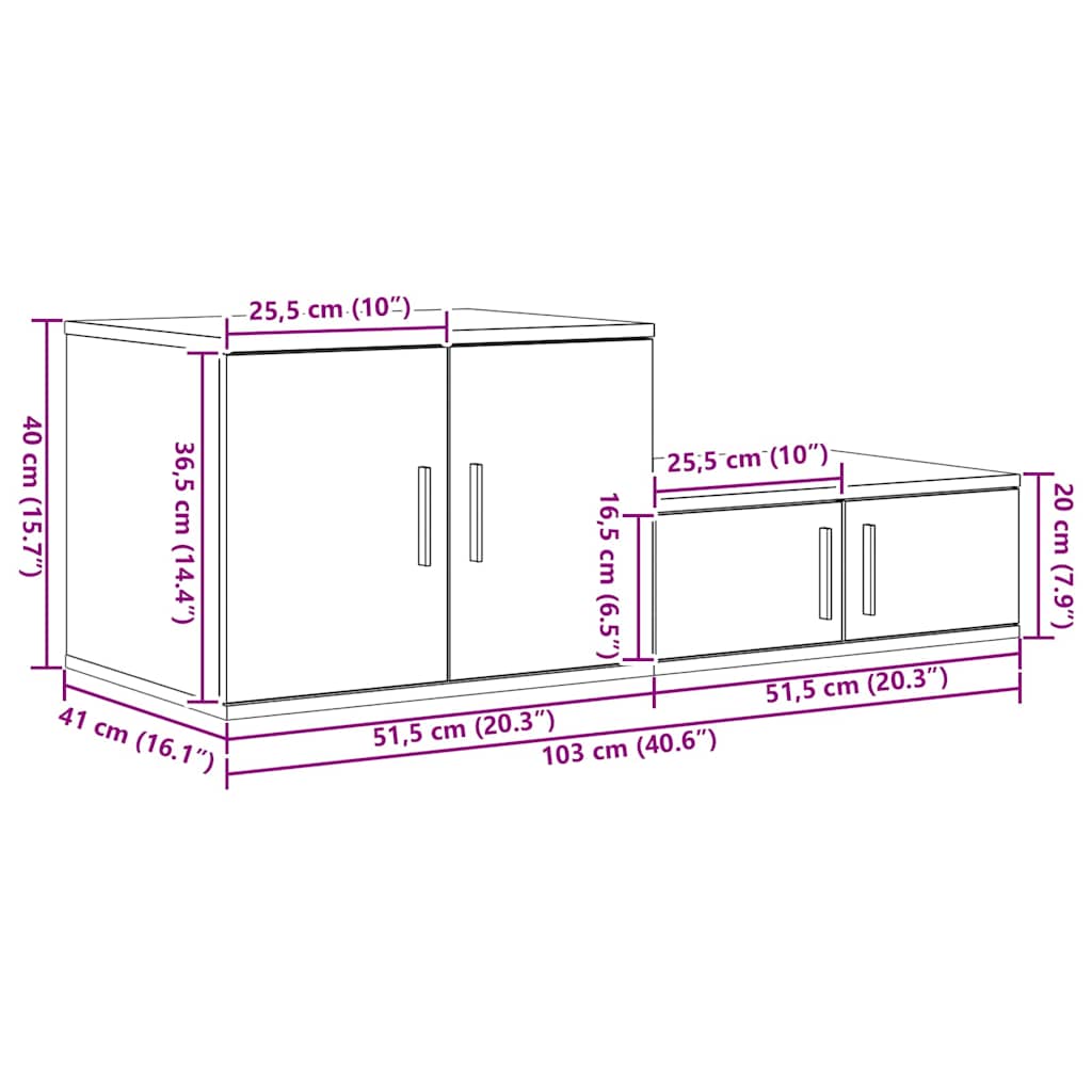Úložná skříňka 2 pcs Artisanový dub 103 x 41 x 40 cm - obrázek 14