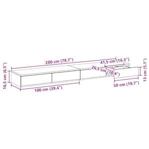 Zásuvky pod postel se zásuvkou Staré dřevo 200 x 36,5 x 16,5 cm - obrázek 12
