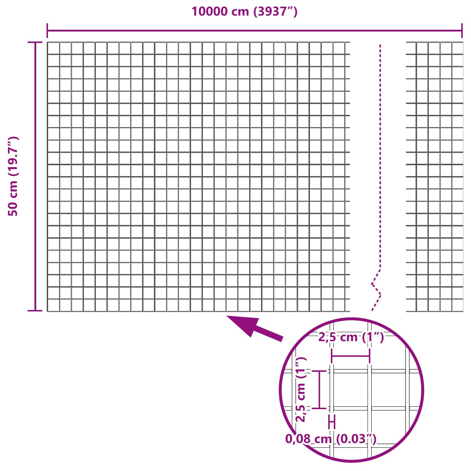 Thumbnail - vidaXL Geschweißter Drahtzaun Silber 0,5 x 100 m Stahl