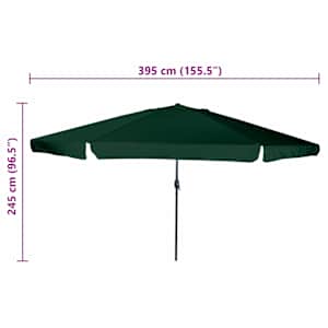 Zahradní slunečník Zelená 394 x 394 x 248 cm Polyester a ocel - obrázek 6