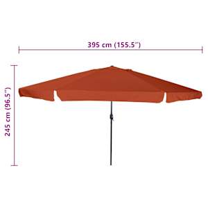 Zahradní slunečník Cihlová 394 x 394 x 248 cm Polyester a ocel - obrázek 7