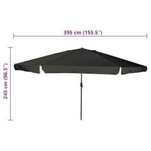 Zahradní slunečník Černá 394 x 394 x 248 cm Polyester a ocel - obrázek 7