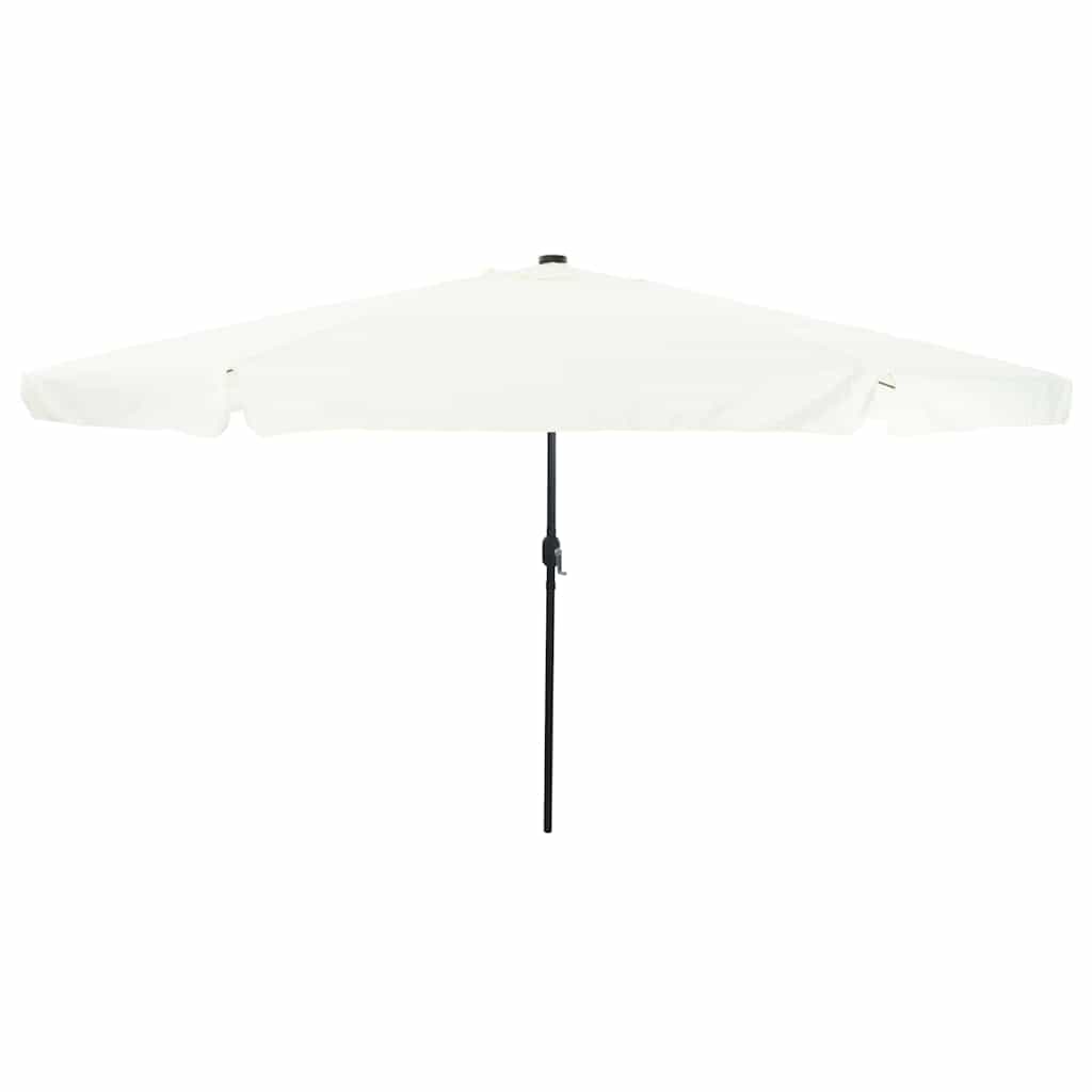 Záhradný slnečník s LED svetlami ø395x245 cm piesková biela 42003644