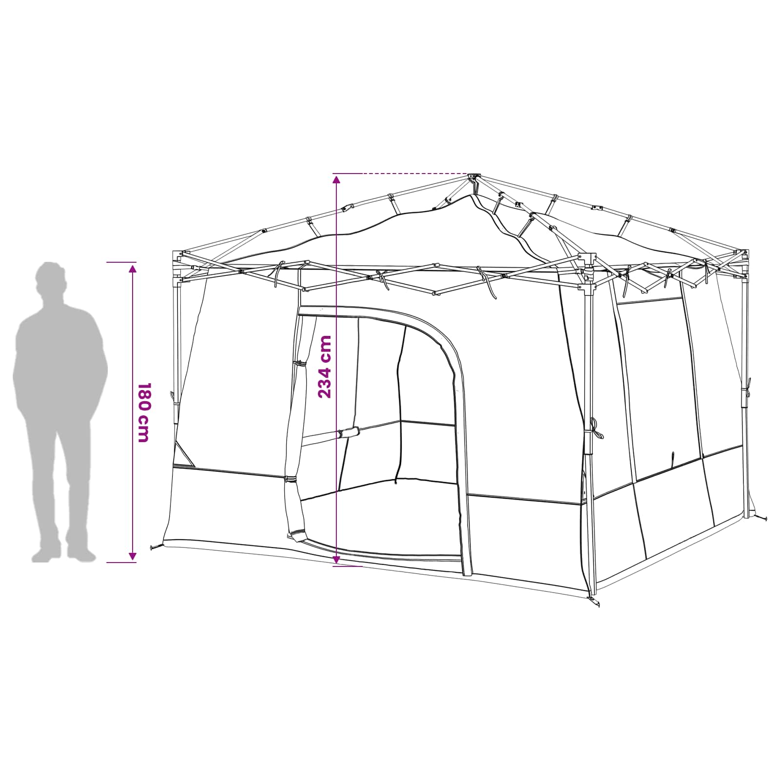 Sada Camping Stanů se střechou 2 pcs Modrá Taffeta a Tkanina - obrázek 18