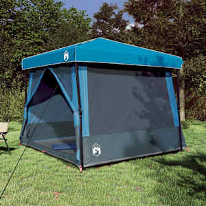 Komplet Kamp Šotor s streho 2 pcs Modra Tafeta in Tkanina