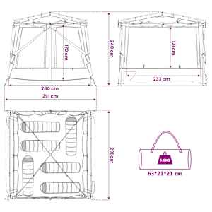 Sada Camping Stanů se střechou 2 pcs Modrá Taffeta a Tkanina - obrázek 16
