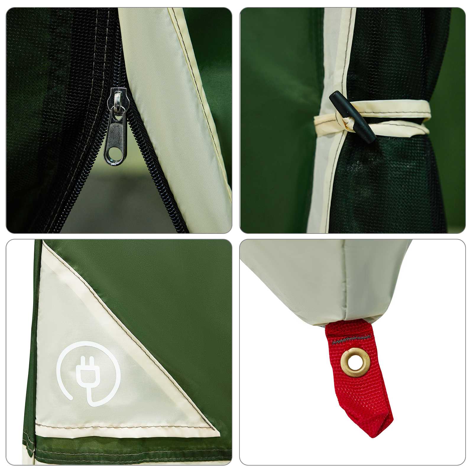 Komplet Kamp Šotor s streho 2 pcs Zelena Tafeta in Tkanina - slika 11