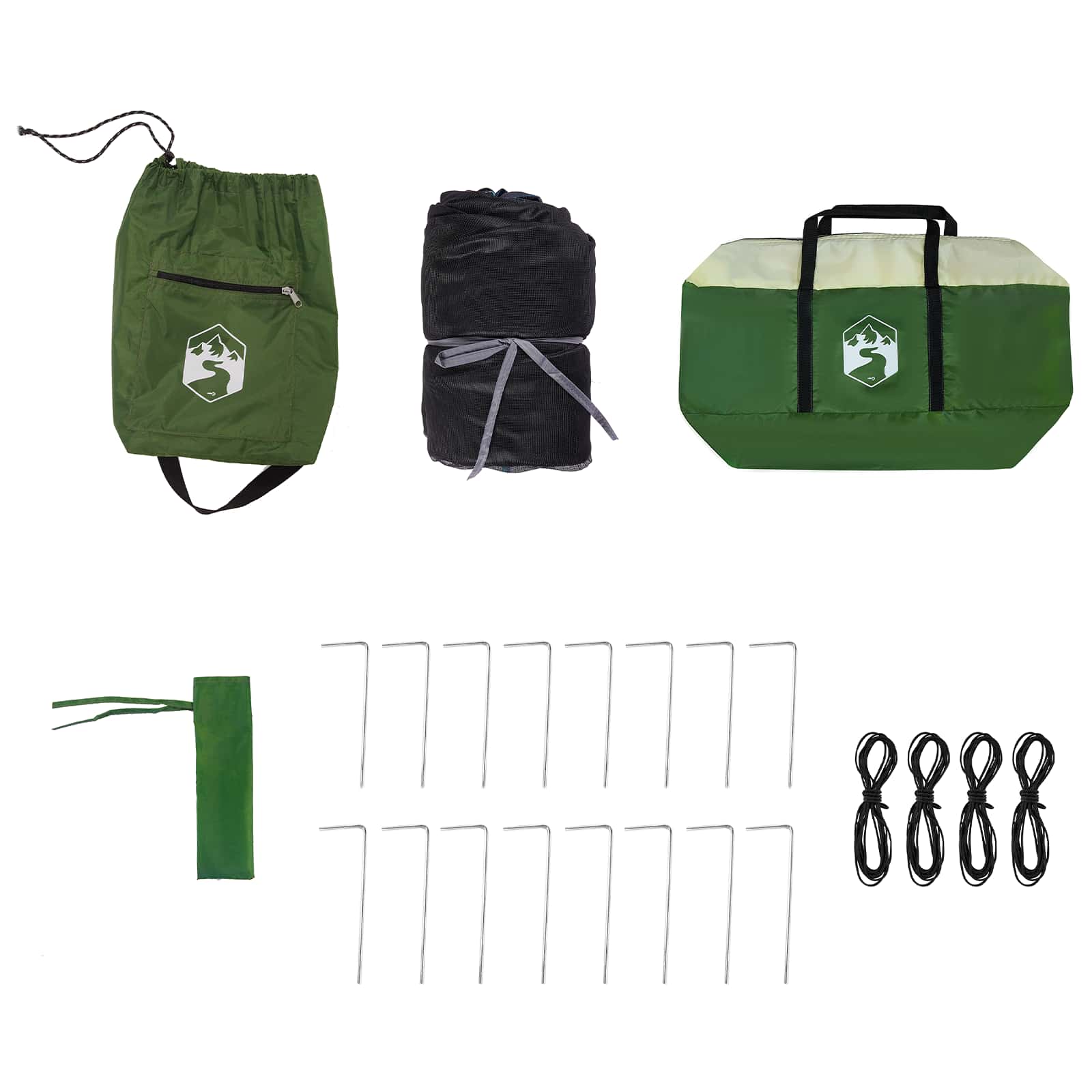 Sada Camping Stanů se střechou 2 pcs Zelená Taffeta a Tkanina - obrázek 14