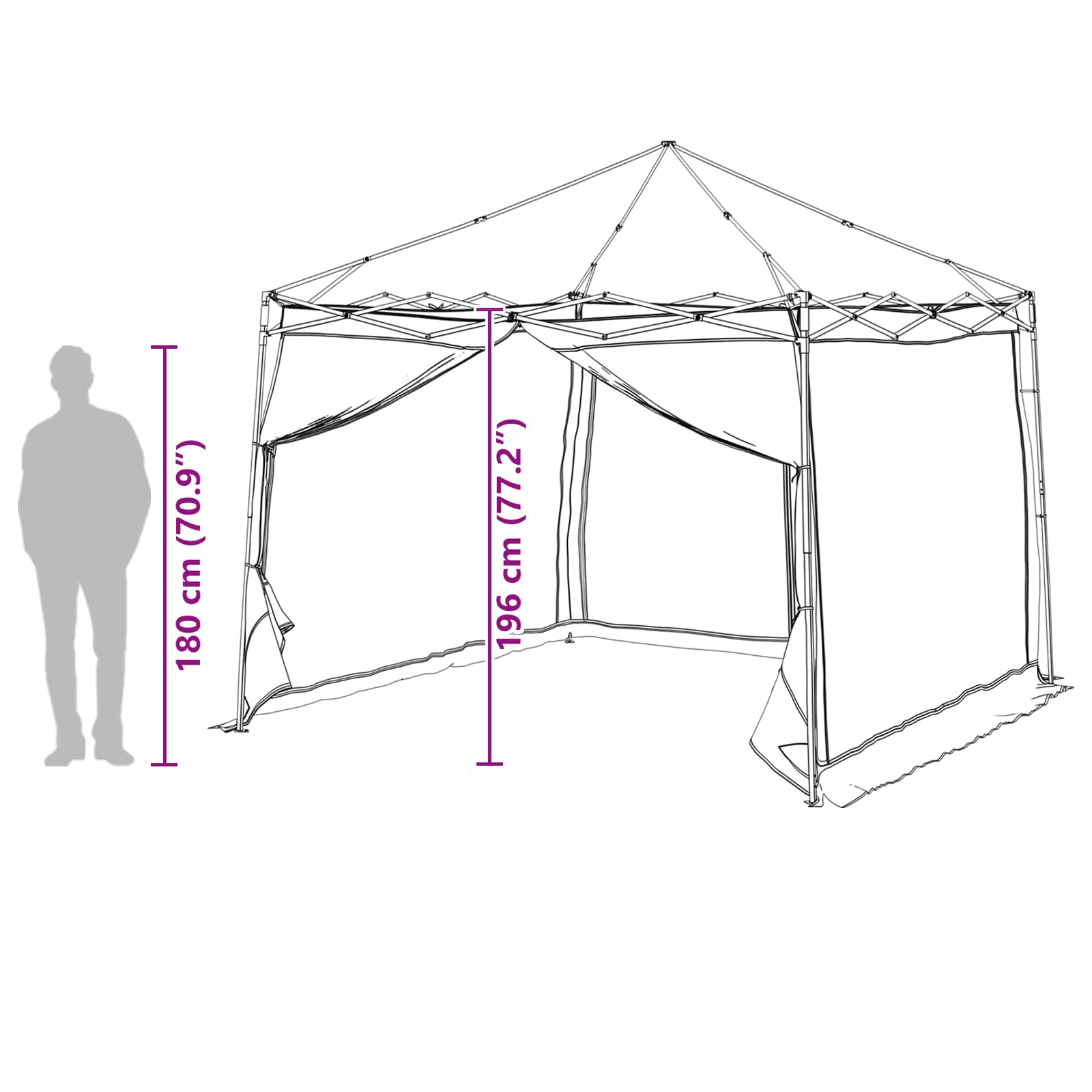 Sada Camping Stanů se střechou 2 pcs Zelená Taffeta a Tkanina - obrázek 19