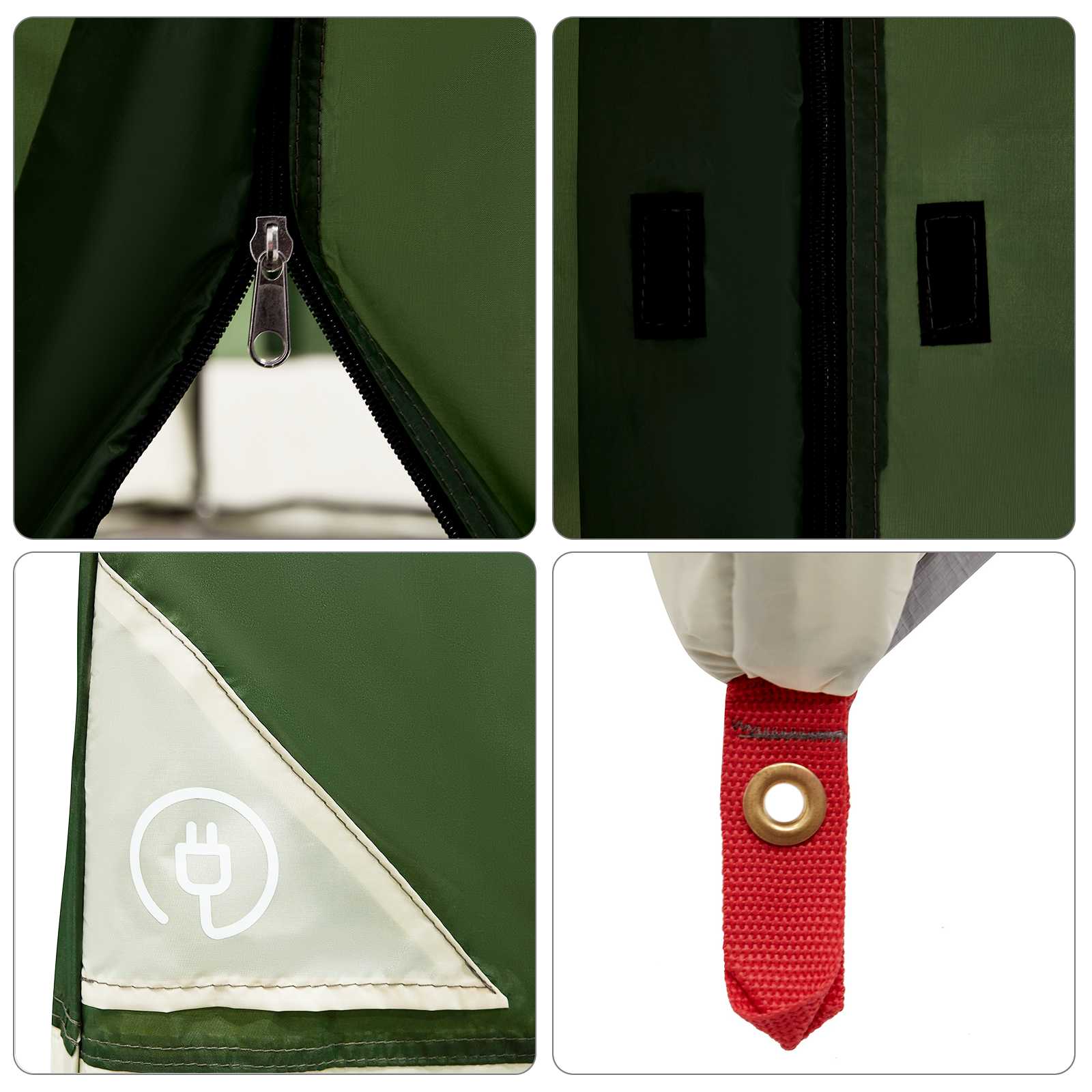 vidaXL Komplet Kamp Šotor s streho 2 pcs Zelena Tafeta in Tkanina - slika 11