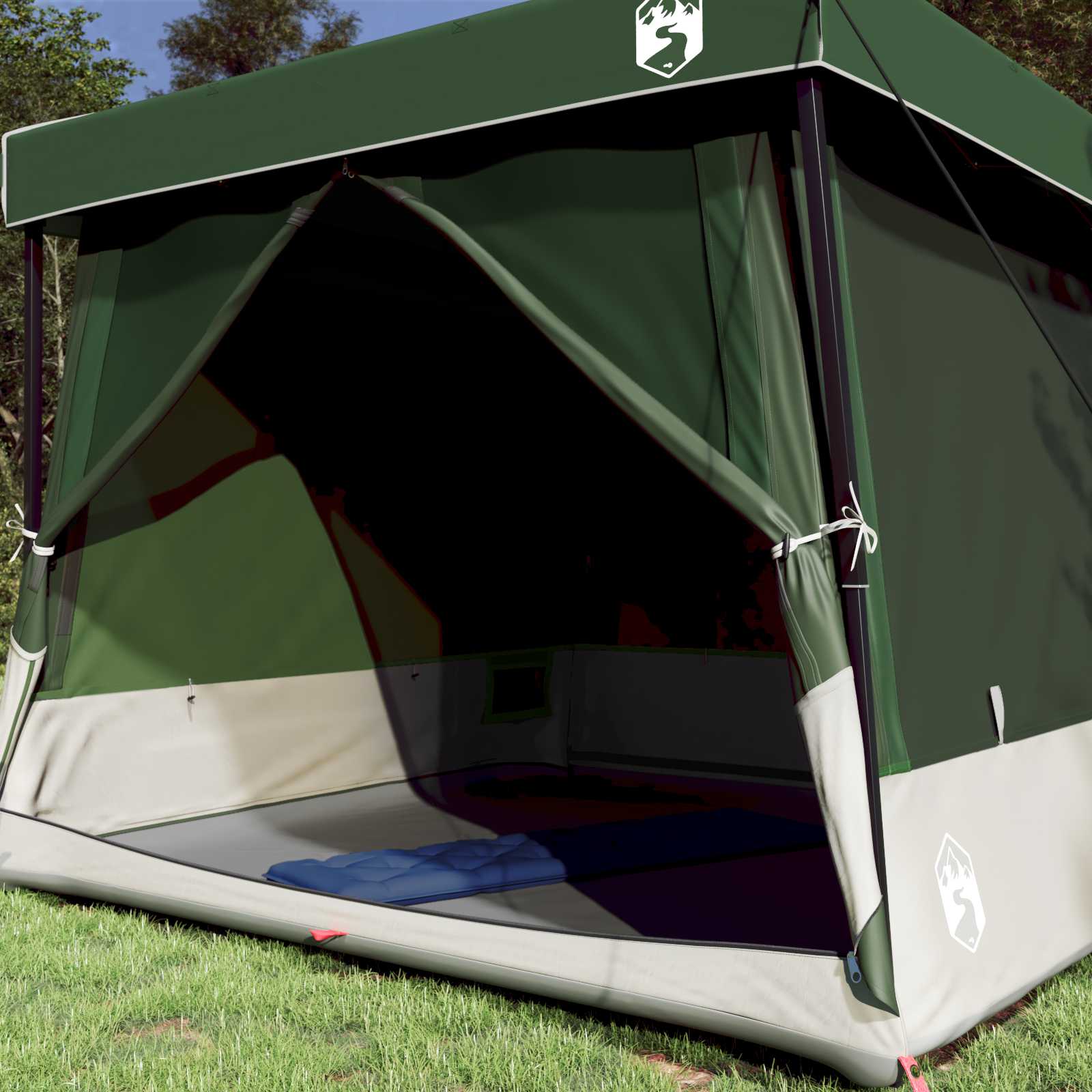 vidaXL Komplet Kamp Šotor s streho 2 pcs Zelena Tafeta in Tkanina - slika 3