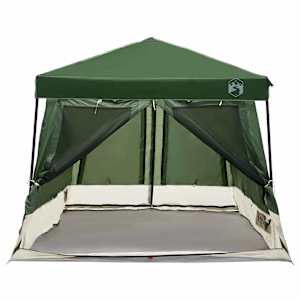 Sada Camping Stanů se střechou 2 pcs Zelená Taffeta a Tkanina - obrázek 5