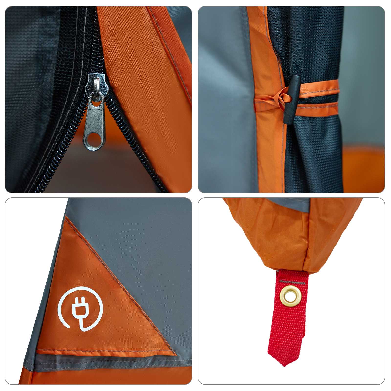 vidaXL Komplet Kamp Šotor s streho 2 pcs Oranžna Tafeta in Tkanina - slika 11