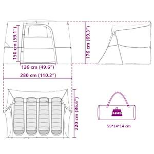Sada Camping Stanů se střechou 2 pcs Oranžová Taffeta a Tkanina - obrázek 17