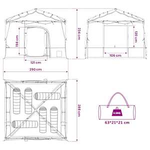 Sada Camping Stanů 2 pcs Šedá a oranžová Taffeta a Tkanina - obrázek 16