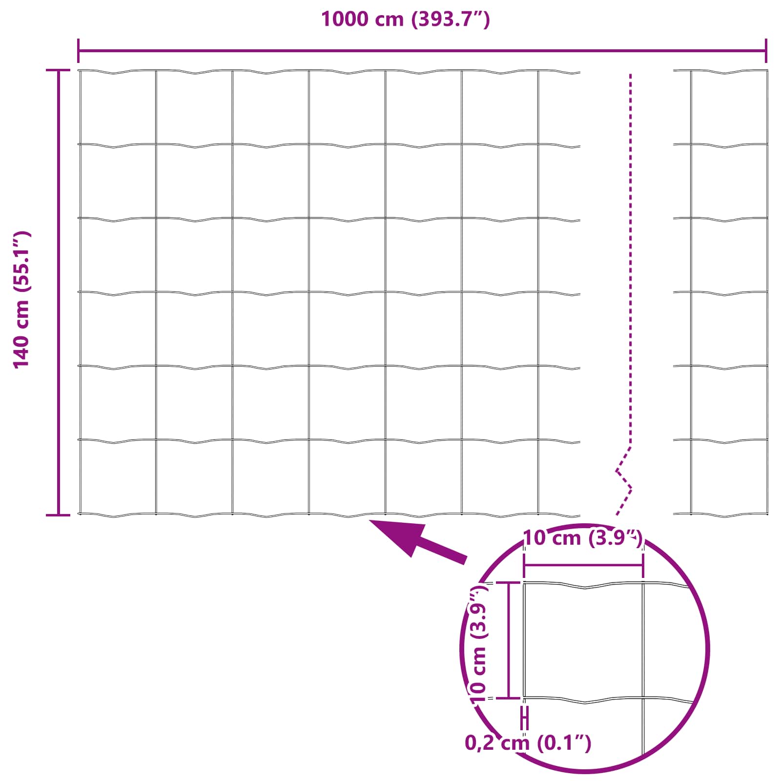 Evropska ograja Siva 1,4 x 10 m PVC prevlečen železo - slika 9