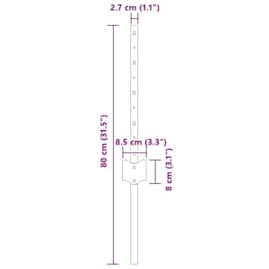 Plotový sloupek. 22 pcs Šedá 80 cm Ocel - obrázek 7