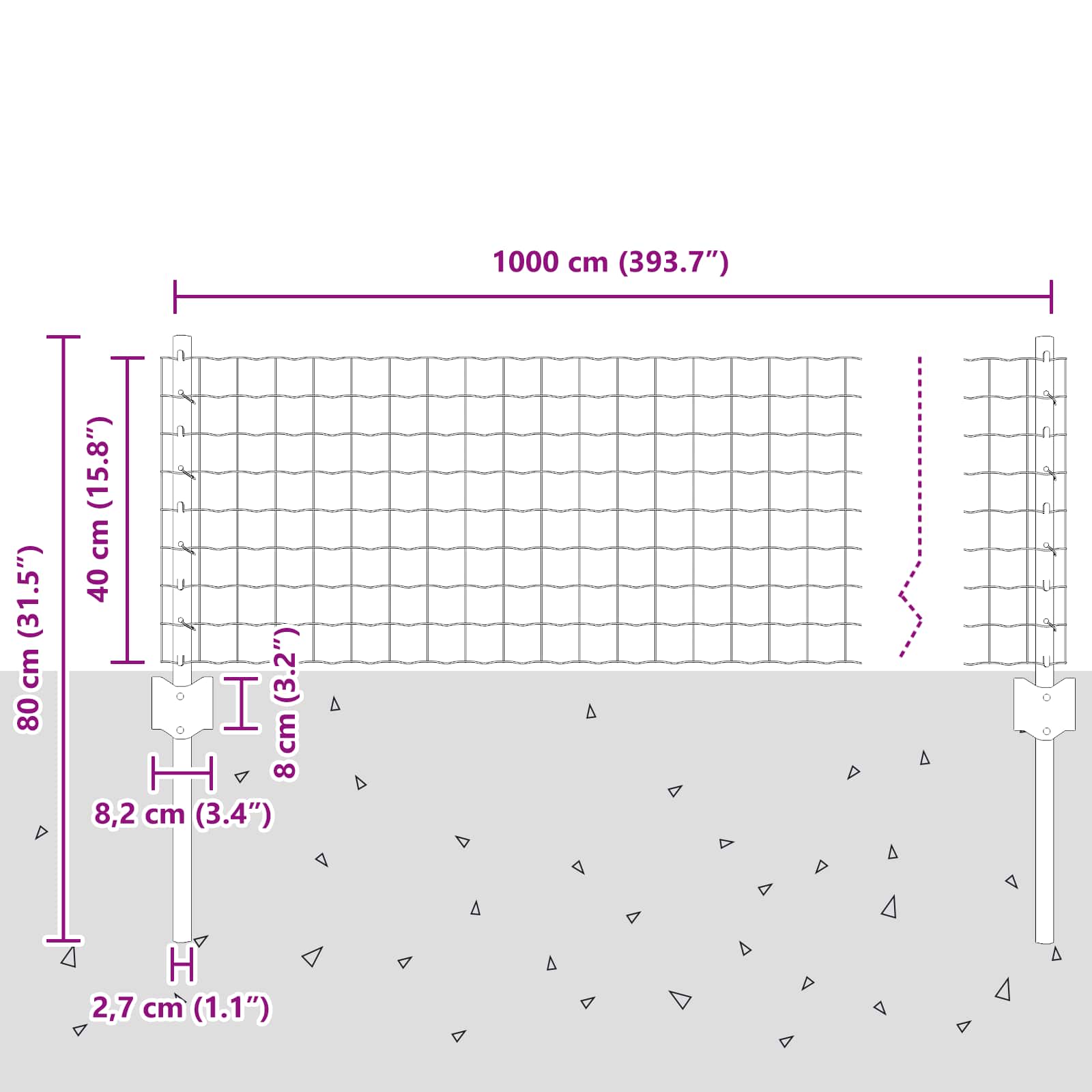 Aed koos postidega Hõbedane 0.4 x 10 m Teras - Image 3