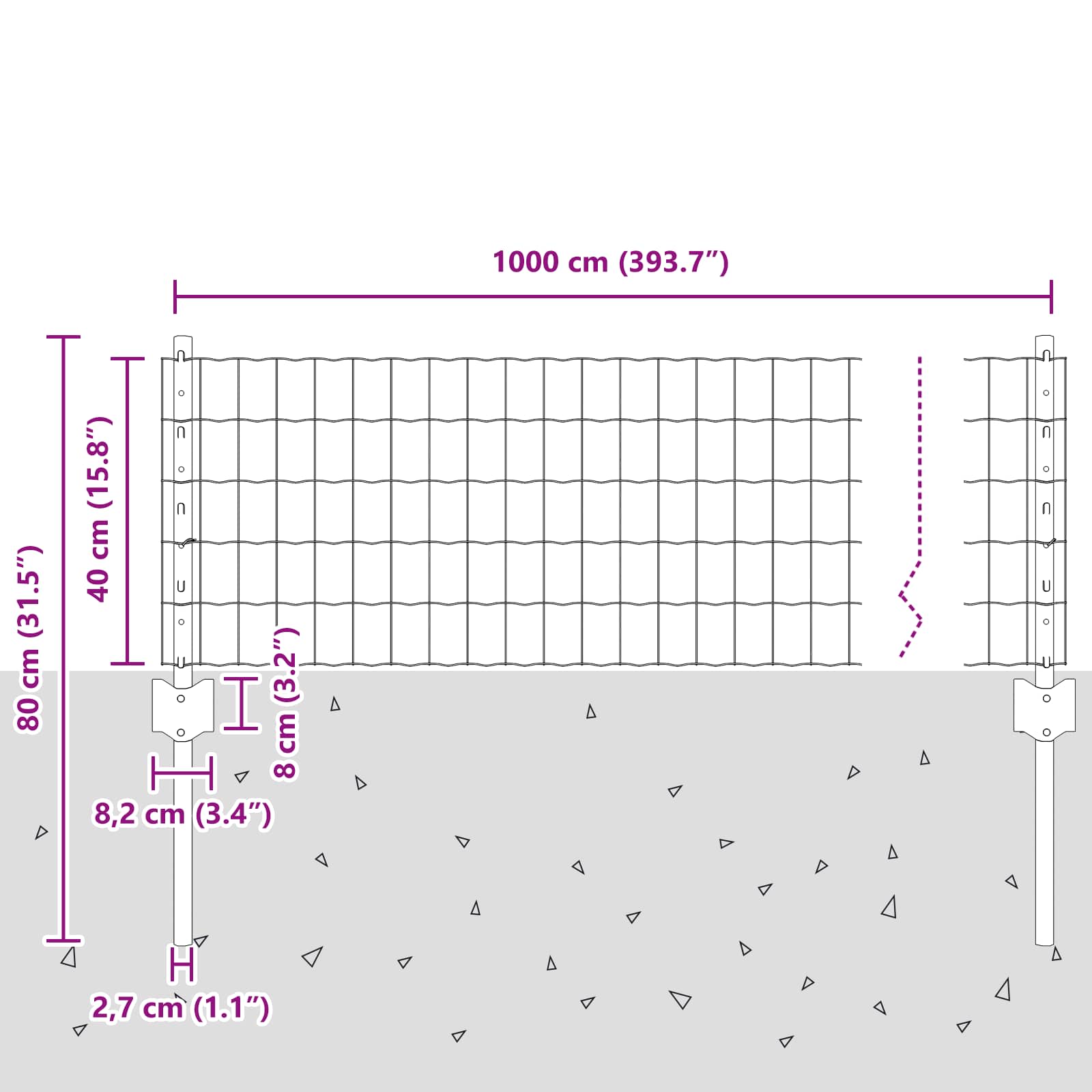 Aed koos postidega Hõbedane 0.4 x 10 m Teras - Image 3