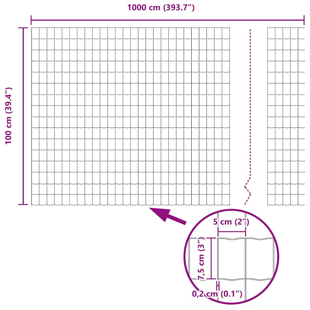Thumbnail - vidaXL Zaun mit Pfosten Silber 1 x 10 m Stahl