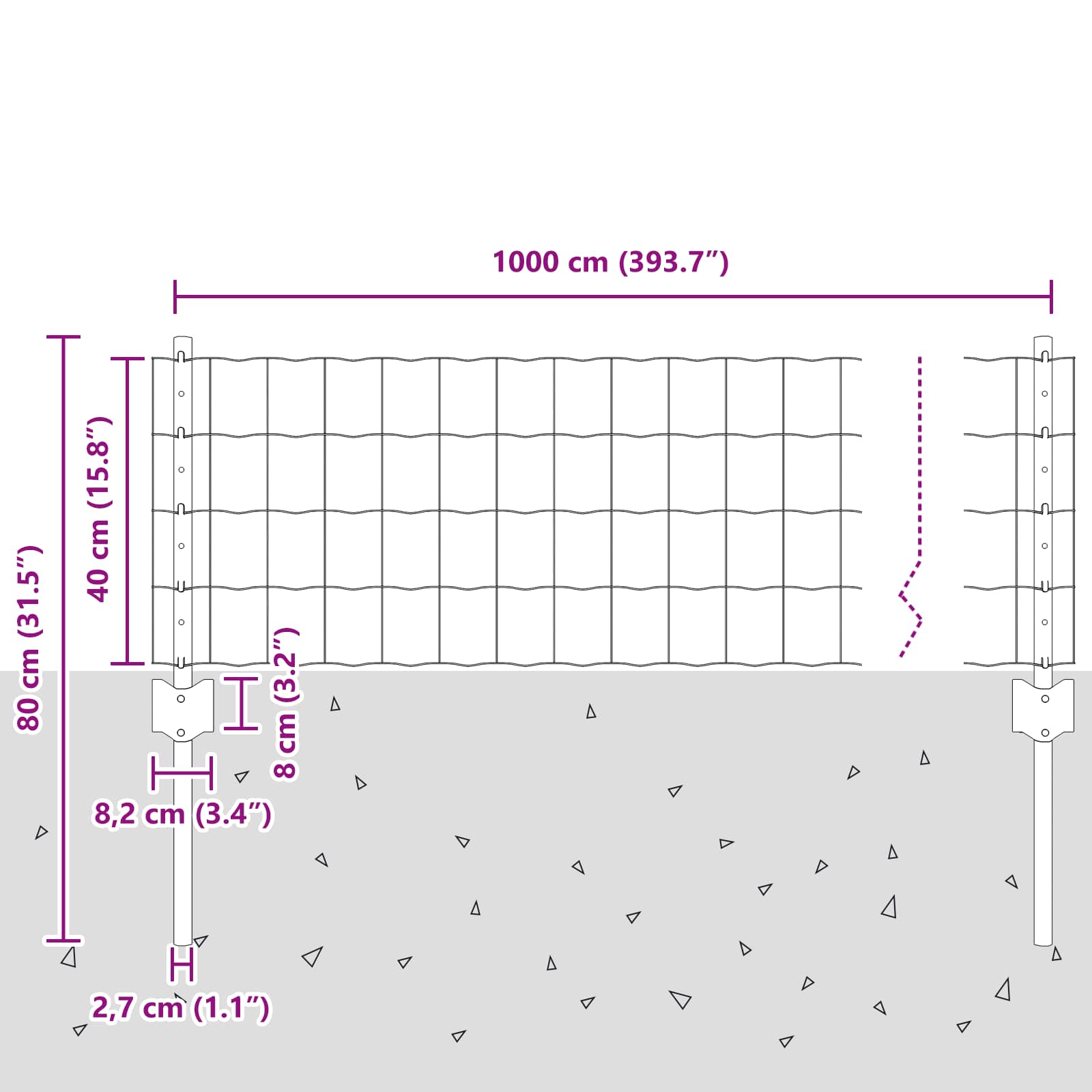 Aed koos postidega Hõbedane 0.4 x 10 m Teras - Image 3