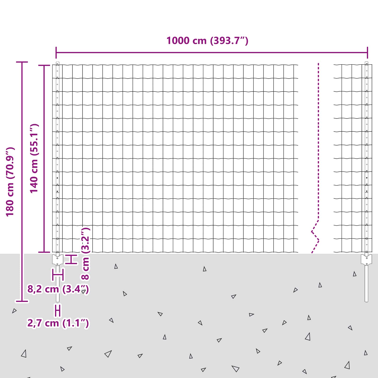 Aed koos postidega Hõbedane 1.4 x 10 m Teras - Image 3